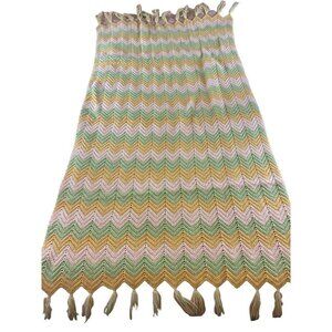 Hand Made Multi Color Rectangle Throw Tassled Blanket - 60 X 37